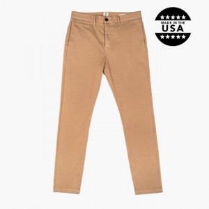 Men's Thursday Boots Axe Slim Fit Chinos Pants Brown | UAE356831