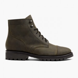 Men's Thursday Boots Captain Lace-Up Boots Olive | UAE357100