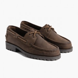 Men's Thursday Boots Handsewn Boat Shoes Brown | UAE357194