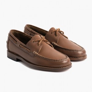 Men's Thursday Boots Handsewn Boat Shoes Brown | UAE357196