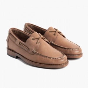 Men's Thursday Boots Handsewn Boat Shoes Brown | UAE357197