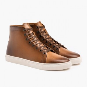 Men's Thursday Boots Premier High Top Sneakers Brown | UAE357205