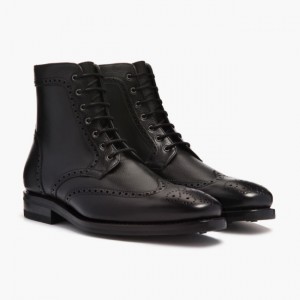 Men's Thursday Boots Wingtip Lace-Up Boots Black | UAE357045