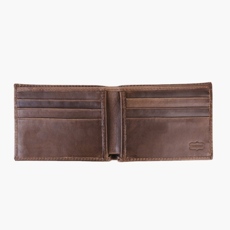 Men's Thursday Boots Bifold Wallets Brown | UAE357233