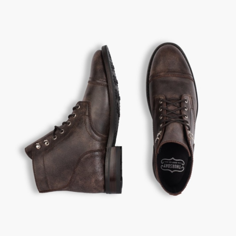 Men's Thursday Boots Captain Lace-Up Boots Brown | UAE357094