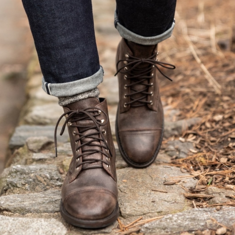 Men's Thursday Boots Captain Lace-Up Boots Brown | UAE357094