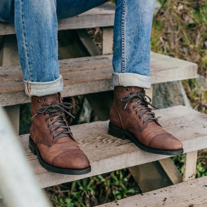 Men's Thursday Boots Captain Lace-Up Boots Brown | UAE357103