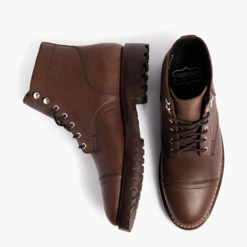 Men's Thursday Boots Captain New Arrivals Brown | UAE357134