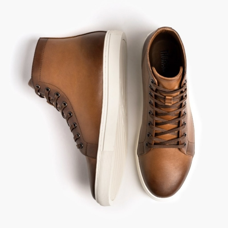 Men's Thursday Boots Premier High Top Sneakers Brown | UAE357205