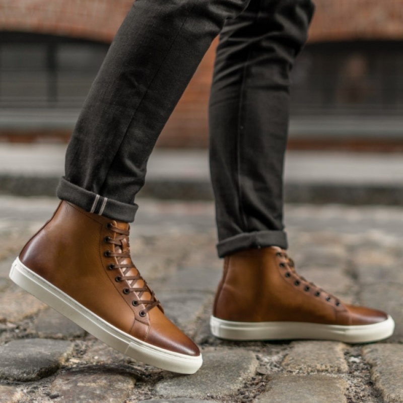 Men's Thursday Boots Premier High Top Sneakers Brown | UAE357205