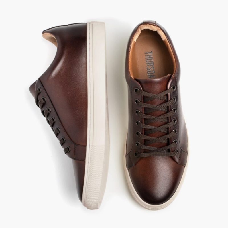 Men's Thursday Boots Premier Low Top Sneakers Brown | UAE357216