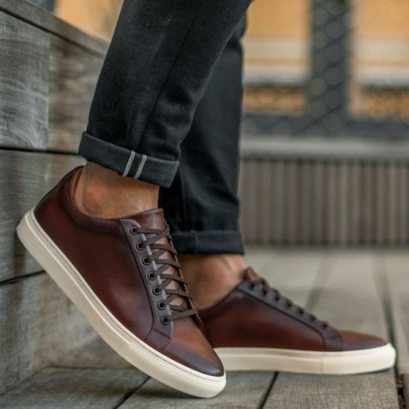 Men's Thursday Boots Premier Low Top Sneakers Brown | UAE357216