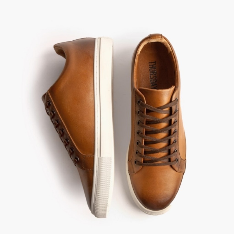 Men's Thursday Boots Premier Low Top Sneakers Brown | UAE357219