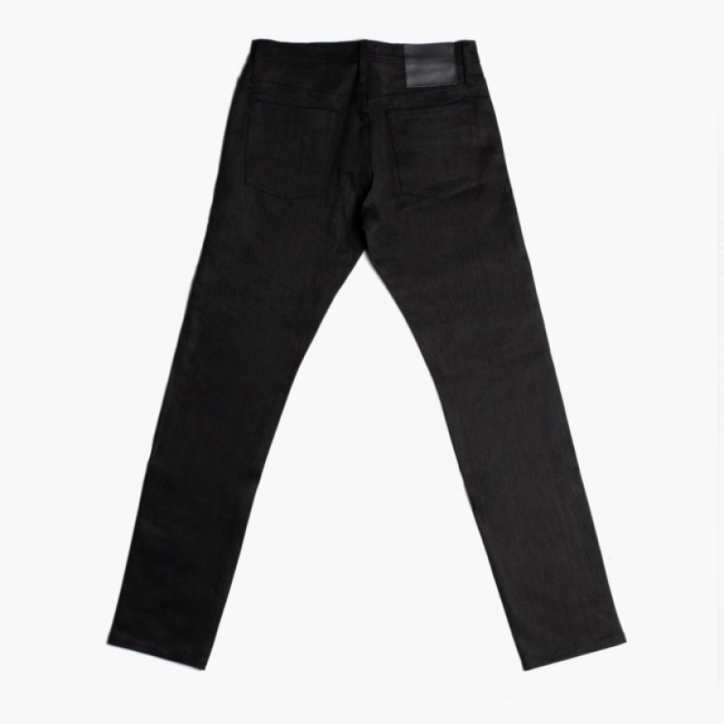 Men's Thursday Boots Stretch Selvedge Tapered Pants Black | UAE356832