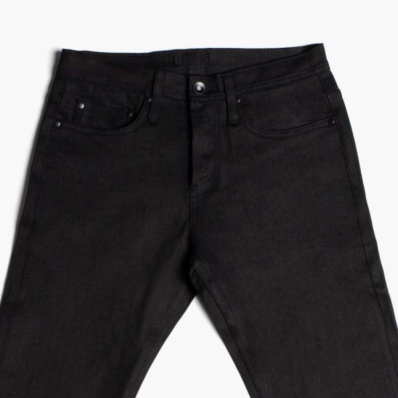 Men's Thursday Boots Stretch Selvedge Tapered Pants Black | UAE356832