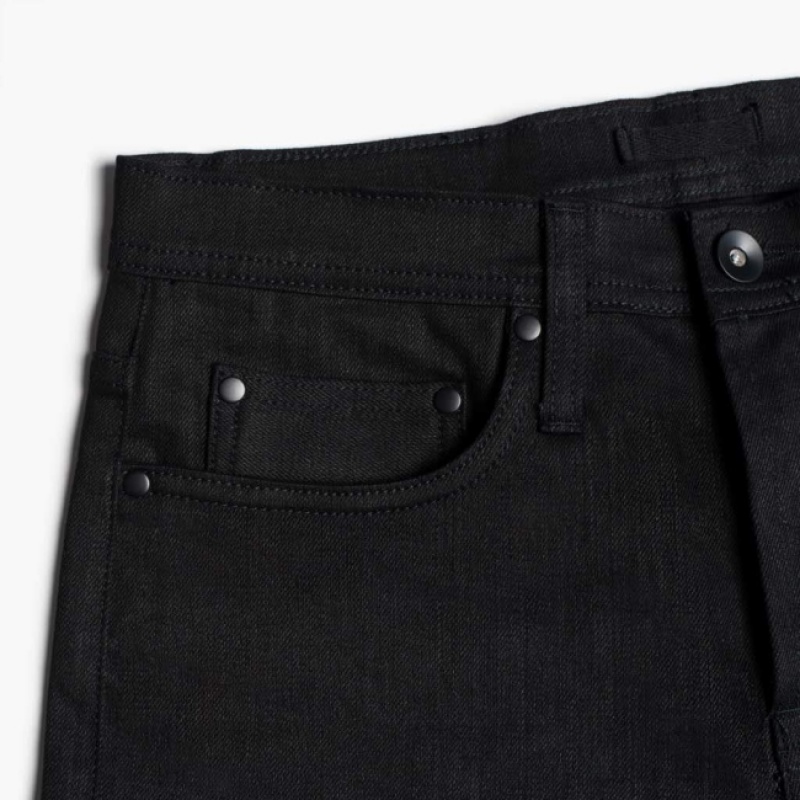 Men's Thursday Boots Stretch Selvedge Tapered Pants Black | UAE356832