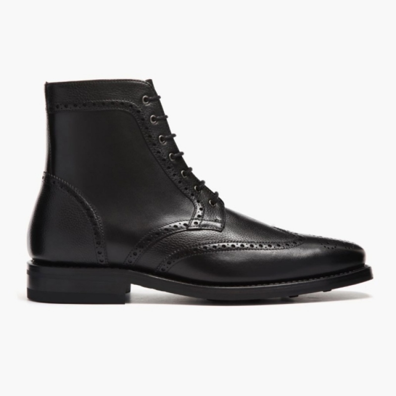 Men's Thursday Boots Wingtip Lace-Up Boots Black | UAE357045