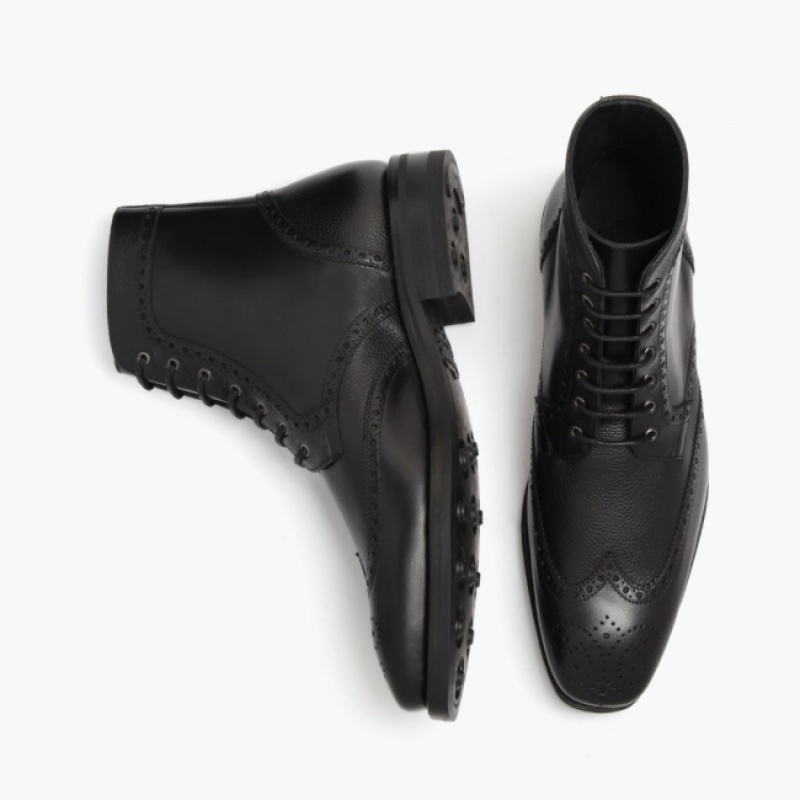 Men's Thursday Boots Wingtip Lace-Up Boots Black | UAE357045